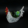 Weathered White Galvanized Metal Rooster Planter - Farmhouse Garden Decor Additional image