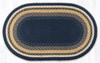 Earth Rugs C-79 Lt. Blue / Dk. Blue / Mustard Oval Braided Rug 27" x 45" Main image