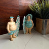 Surfing Beach Couple Figurine Set Aqua Resin Coastal Decor 5.75 In Lifestyle image 3