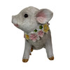 Solar Piglet Garden Light White Resin Flower LED Outdoor Figurine 7.5 In Additional image