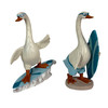 Surfing Geese Figurine Set of 2 Coastal Blue White Resin 7.25 in Shelf Decor Main image