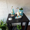 Surfing Geese Figurine Set of 2 Coastal Blue White Resin 7.25 in Shelf Decor Lifestyle image 2
