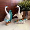 Surfing Geese Figurine Set of 2 Coastal Blue White Resin 7.25 in Shelf Decor Lifestyle image 3