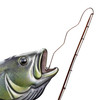 Fish Wall Sculpture Largemouth Bass Fishing Rod Metal 39.5 Inch Tall Additional image