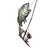 Fish Wall Sculpture Largemouth Bass Fishing Rod Metal 39.5 Inch Tall Additional image