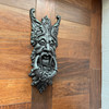 Gothic Green Man Door Knocker Verdigris Cast Iron 19 in Wall Mounted Lifestyle image 1