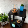 Decorative Glass Candle Lantern Natural Wood Base 6.5 in Handmade Accent Lifestyle image 2