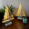Set of 2 LED Sailboat Statues Coastal Aqua Wood Tabletop Decor 17.25 In Lifestyle image 2