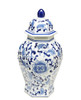 14 Inch Tall Blue And White Floral Hexagonal Ginger Jar Additional image