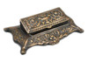 4 3/4 Inch Square Antique Brass Finish Stamp Box Main image