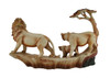 African Lion Family Carved Wood Look Resin Statue Additional image