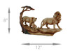 African Lion Family Carved Wood Look Resin Statue Additional image