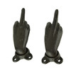 Brown Cast Iron Middle Finger Hand Decorative Wall Hooks Set of 2 Main image