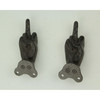 Brown Cast Iron Middle Finger Hand Decorative Wall Hooks Set of 2 Additional image