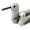 Wooden Seagull Statues Set of 2 Coastal White Bird Shelf Decor 7.5 In Additional image