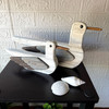 Wooden Seagull Statues Set of 2 Coastal White Bird Shelf Decor 7.5 In Lifestyle image 1