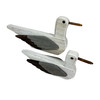 Wooden Seagull Statues Set of 2 Coastal White Bird Shelf Decor 7.5 In Main image