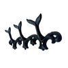 Set of 2 Whale Tail Wall Hooks Cast Iron Blue Coastal Triple Hook 10.5 In Additional image