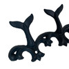 Set of 2 Whale Tail Wall Hooks Cast Iron Blue Coastal Triple Hook 10.5 In Additional image