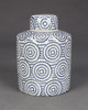AA Importing Blue and White Circles Cylindrical Jar with Lid Main image