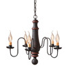 Medium Norfolk Chandelier in Hartford Black with Red Stripe Main image