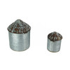 Farmhouse Style Galvanized Zinc Finish Decorative Tin Silo Canister Set of 2 Additional image
