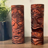 Set of 2 Hand-Carved Wooden Tiki Totems 8" Tribal Island Decor Brown Statues Lifestyle image 5