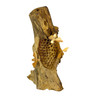 Wood Beehive Decorative Sculpture Natural Standing Accent with 3 Bees Main image