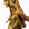 Wood Beehive Decorative Sculpture Natural Standing Accent with 3 Bees Additional image