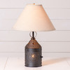 Irvins Country Tinware Paul Revere Lamp in Black with Ivory Linen Shade Additional image