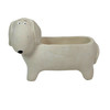 Dachshund Cement Planter White Dog Succulent Pot 8 Inch Indoor Tabletop Additional image