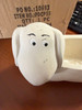 Dachshund Cement Planter White Dog Succulent Pot 8 Inch Indoor Tabletop Image of main defect