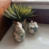 Blue Green Floral Ceramic Fruit Figurines Apple and Pear Set 6.25 Inch Lifestyle image 5