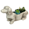 Rustic Distressed Grey Stone Finish Dachshund Dog Indoor Outdoor Planter Pot Additional image