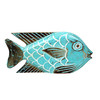Hand Carved Aqua Tropical Fish Sculpture 12 Inch Distressed Wood Tabletop Decor Additional image