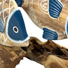 Set of 2 Tropical Fish Figurines Blue Wood Driftwood Bases 10.5 In Additional image