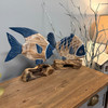 Set of 2 Tropical Fish Figurines Blue Wood Driftwood Bases 10.5 In Lifestyle image 4