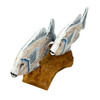 Hand-Carved Wood Fish Statue Coastal Driftwood-Style Base 11 Inch White Additional image