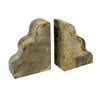 Scalloped Marble Bookends Set of 2 Natural Veined Stone 9 Inch Wide Felt Pads Main image