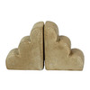 Decorative Cement Scallop Edge Bookends Set of 2 Beige Matte 7.75 Inch Wide Additional image