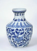 AAI 17" Porcelain Vase, Floral Design, Blue and White Main image