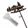 Rustic Bear Cabin Rain Gauge Garden Stake 46.5 Inch Metal and Glass Additional image