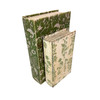 Set of 2 Botanical Decorative Book Boxes Green Cream Wood 10.75 Inch Main image