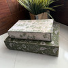 Set of 2 Botanical Decorative Book Boxes Green Cream Wood 10.75 Inch Lifestyle image 3