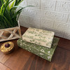 Set of 2 Botanical Decorative Book Boxes Green Cream Wood 10.75 Inch Lifestyle image 5