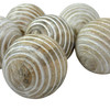 Set of 6 Whitewashed Wood Decorative Orbs 3 Inch Ridged Striped Bowl Fillers Additional image