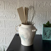 Sea Turtle Ceramic Kitchen Utensil Holder White Glossy 10.5 Inch Tall Lifestyle image 1