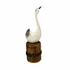 Distressed White Wood Swan Figurine Nautical Dock Piling 13.25 Inch Tall Main image