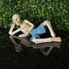 Reclining Skeleton Beach Figurine Aqua Resin Tabletop Decor 9 Inches Wide Lifestyle image 3