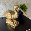 Gold Resin Crane Statue Bird Figurine 9.75 in Antique Style Table Decor Lifestyle image 1